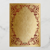  Red Gold Princess Tiara Quinceañera Folie Uitnodiging (Achterkant)