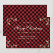 Red Gold Pset Happy Nieuwjaar Feestdagenkaart (Voorkant / Achterkant)