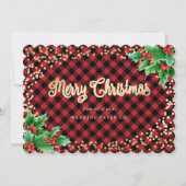 Red Gold Pset Holly Kaarten voor zakelijke kerst (Voorkant)