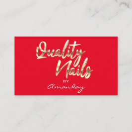 Red Gold Quality Nails Script Lijst QRCode Logo Visitekaartje