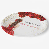 Red & Gold Quinceañera Custom Paper Plate Papieren Bordje (Gekanteld)