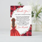 Red & Gold Quinceañera Custom Thank You Card Bedankkaart (Staand voorkant)