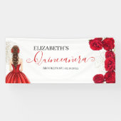 Red & Gold Quinceañera Custom Welcome Banner (Horizontaal)