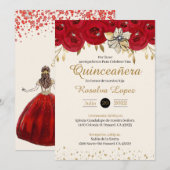 Red Gold Quinceanera Invitation Gold Red Sweet 16 (Voorkant / Achterkant)