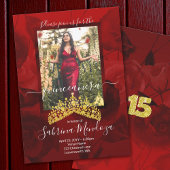 Red, Gold Quinceanera Rhinestone Kaart