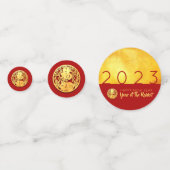 Red Gold Rabbit papercut 2023 Golden Party C Confetti (Voorkanten)