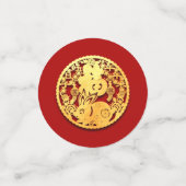 Red Gold Rabbit papercut 2023 Golden Party C Confetti (Kleine voorkant)