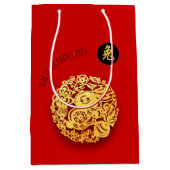 Red Gold Rabbit Papercut Chinees nieuwjaar 2023 MG Medium Cadeauzakje (Voorkant)