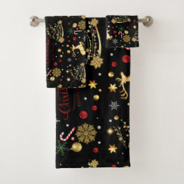 Red Gold Reindeer Merry-kerstboom Bad Handdoek