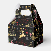 Red Gold Reindeer Merry-kerstboom Bedankdoosjes (Achterkant)