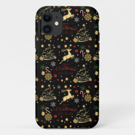 Red Gold Reindeer Merry-kerstboom Case-Mate iPhone Case