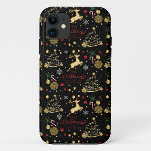 Red Gold Reindeer Merry-kerstboom Case-Mate iPhone Case