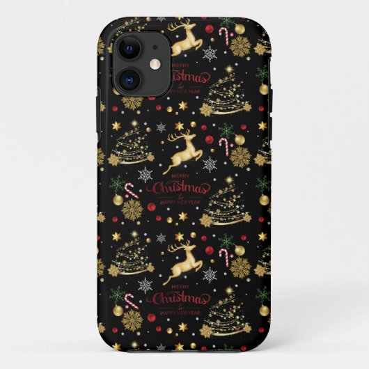 Red Gold Reindeer Merry-kerstboom Case-Mate iPhone Case (Achterkant)