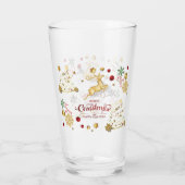 Red Gold Reindeer Merry kerstboom Glass Glas (Achterkant)