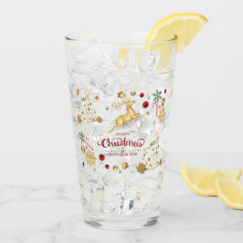 Red Gold Reindeer Merry kerstboom Glass Glas