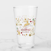 Red Gold Reindeer Merry kerstboom Glass Glas (Voorkant)