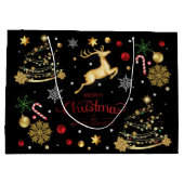 Red Gold Reindeer Merry-kerstboom Groot Cadeauzakje (Achterkant)