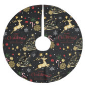 Red Gold Reindeer Merry-kerstboom Kerstboom Rok (Voorkant)