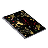 Red Gold Reindeer Merry-kerstboom Notitieboek (Rechterzijde)