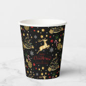 Red Gold Reindeer Merry-kerstboom Papieren Bekers (Voorkant)