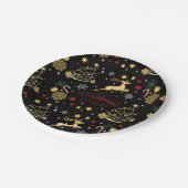 Red Gold Reindeer Merry-kerstboom Papieren Bordje (Gekanteld)