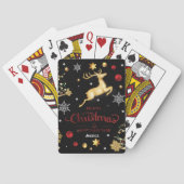 Red Gold Reindeer Merry-kerstboom Pokerkaarten (Achterkant)