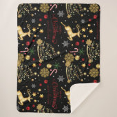 Red Gold Reindeer Merry-kerstboom Sherpa Deken (Voorkant)