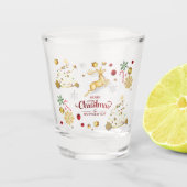 Red Gold Reindeer Merry-kerstboom Shot Glas (Voorkant)