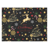Red Gold Reindeer Merry-kerstboom Tafelkleed (Voorkant (Horizontaal))