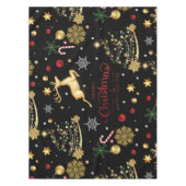 Red Gold Reindeer Merry-kerstboom Tafelkleed (Voorkant)
