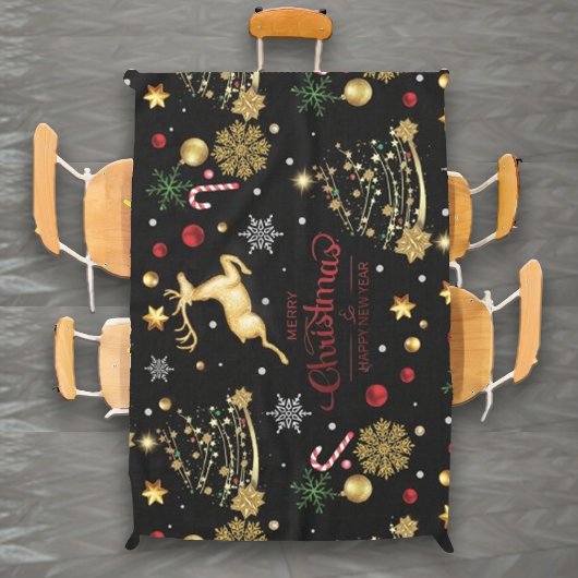 Red Gold Reindeer Merry-kerstboom Tafelkleed