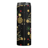 Red Gold Reindeer Merry-kerstboom Thermosbeker (Achterkant)