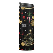 Red Gold Reindeer Merry-kerstboom Thermosbeker (Geroteerd rechts)