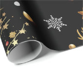 Red Gold Reindeer Merry kerstboom Wrapping P Cadeaupapier (Rol Hoek)