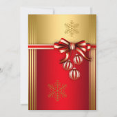 Red Gold Ribbon Bauble kerstfeestdag uitnodiging (Achterkant)
