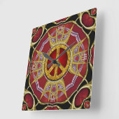 Red Gold Royale Peace Love Clock Vierkante Klok (Hoek)