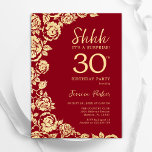 Red Gold Rozen verrassen 30ste verjaardag Kaart<br><div class="desc">Rode gouden bloemen verrassing 30e verjaardag uitnodiging. Elegant ontwerp met rozen,  faux gouden folie en typografisch lettertype. Trendy uitnodigingskaart ideaal voor een stijlvol vrouw bday-feest. Kan worden aangepast aan elke leeftijd. Gedrukte Zazzle-uitnodigingen of direct downloadbare digitale afdrukbare sjabloon.</div>