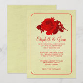 Red Gold Rustic Floral/Flower Wedding Invitations Kaart (Voorkant / Achterkant)