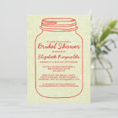Red Gold Rustic Mason Jar Bridal Shower Kaart (Staand voorkant)