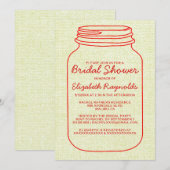 Red Gold Rustic Mason Jar Bridal Shower Kaart (Voorkant / Achterkant)