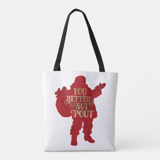 Red & Gold Santa Toy bag You Better Not Pout Tote Bag (Achterkant)