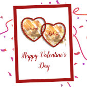 Red Gold Schattige Love Heart Happy Valentines Day Briefkaart