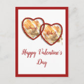 Red Gold Schattige Love Heart Happy Valentines Day Briefkaart (Voorkant)