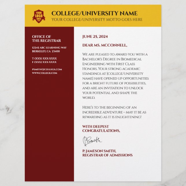Red Gold School College Letterhead Briefhoofd (Voorkant)