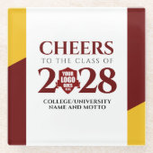 Red Gold School College University Afstuderen Glazen Onderzetter (Voorkant)