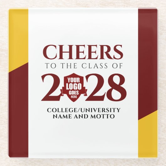 Red Gold School College University Afstuderen Glazen Onderzetter (Voorkant)