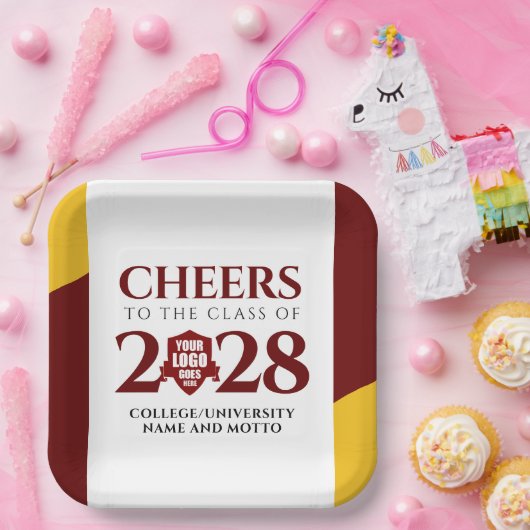 Red Gold School College University Afstuderen Papieren Bordje (Feest)