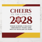 Red Gold School College University Afstuderen Sparkling Wijnetiket (Enkel label)