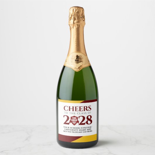 Red Gold School College University Afstuderen Sparkling Wijnetiket (Voorkant)