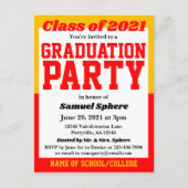 Red Gold School Colors Afstuderen Uitnodiging (Voorkant)